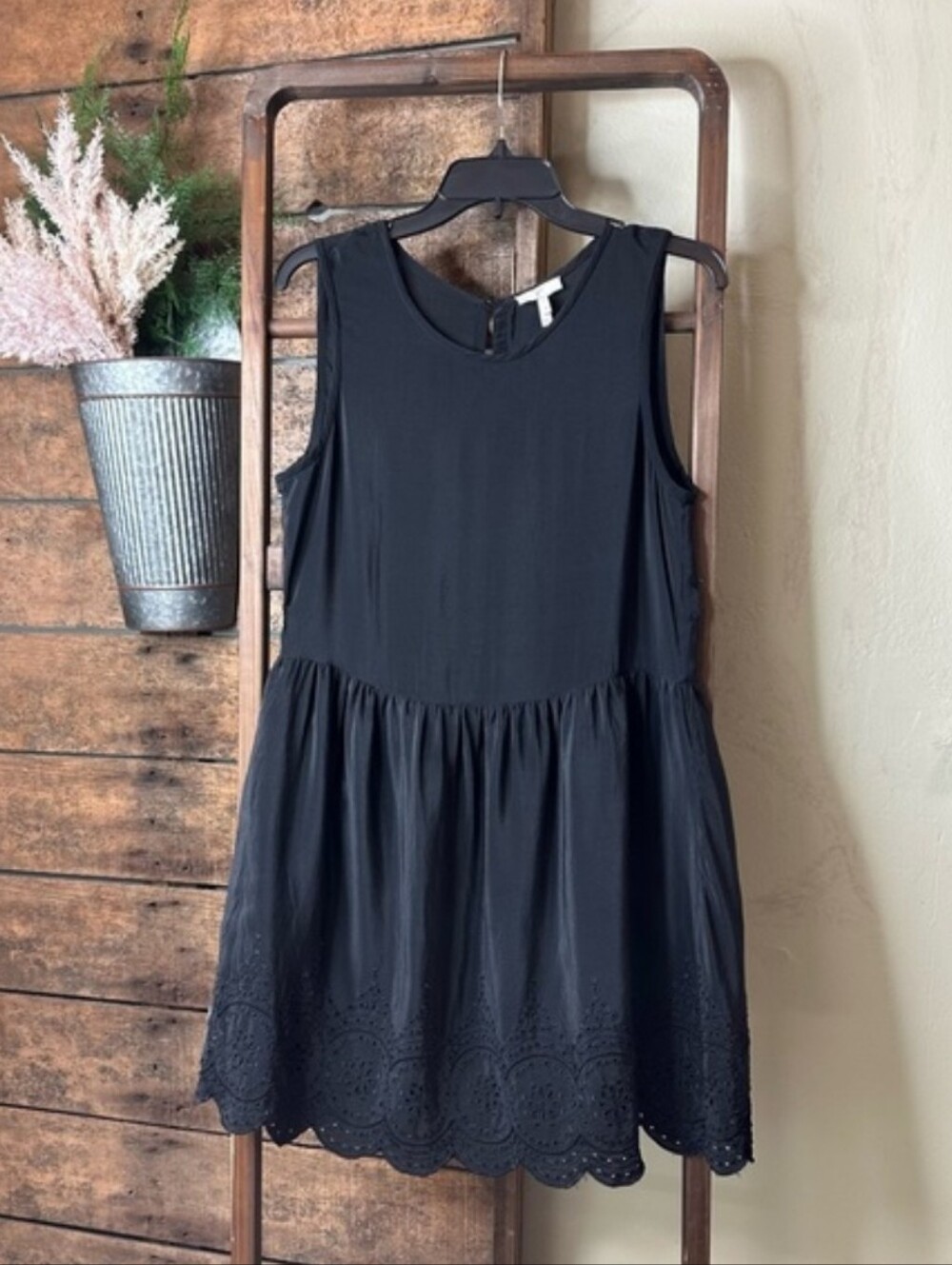 Joie Silk Eyelet Dress - Black - Small